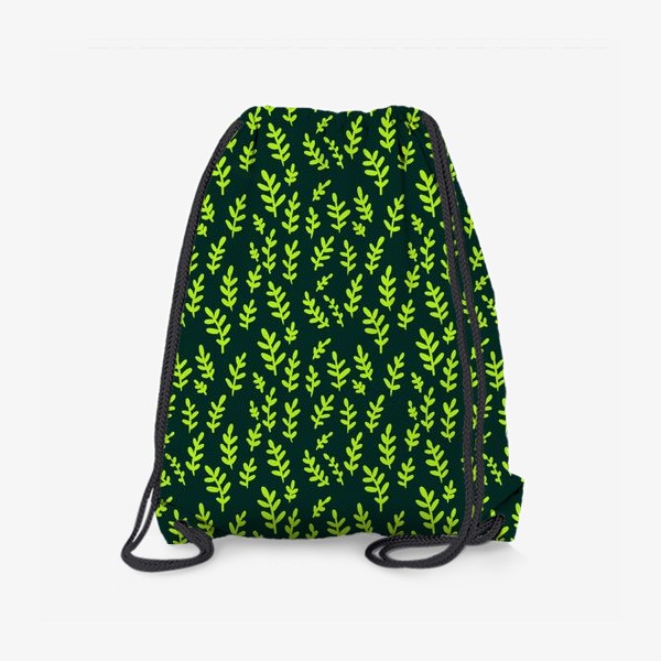 Рюкзак «Паттерн с зелеными веточками на зеленом фоне»