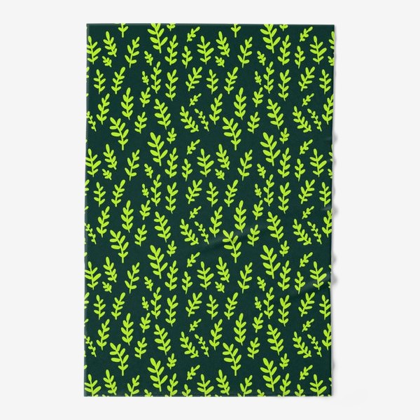 Полотенце «Паттерн с зелеными веточками на зеленом фоне»