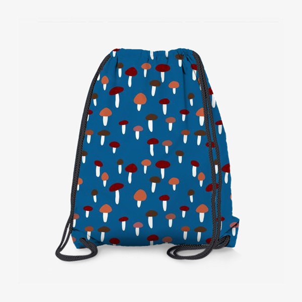 Рюкзак «Паттерн с грибами на синем фоне в стиле минимализм»