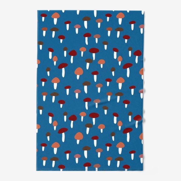 Полотенце &laquo;Паттерн с грибами на синем фоне в стиле минимализм&raquo;