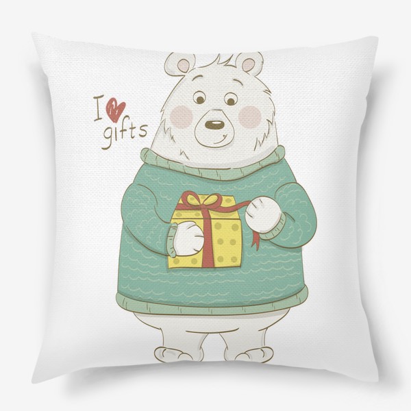 Подушка «Медведь. Любовь к подаркам.»