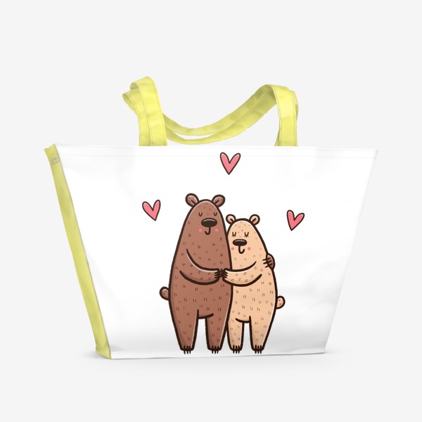 Пляжная сумка «Влюбленные медведи. Обнимашки. Любовь»