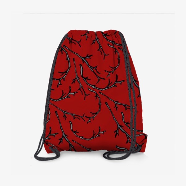Рюкзак «Паттерн с веточками на благородном красном»