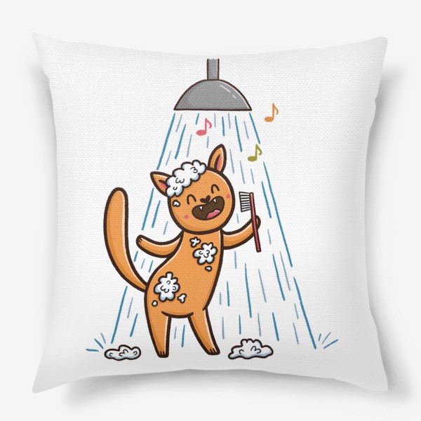Подушка «Веселый кот поет в душе. Подарок водолею»
