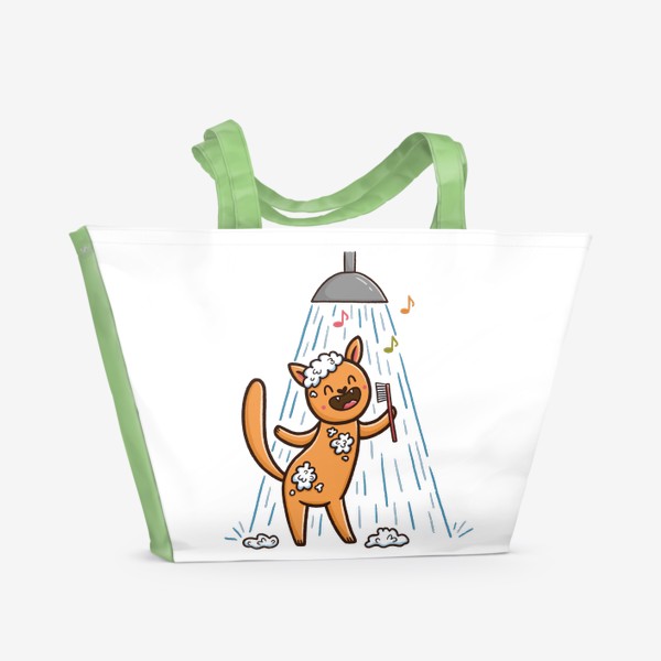 Пляжная сумка &laquo;Веселый кот поет в душе. Подарок водолею&raquo;