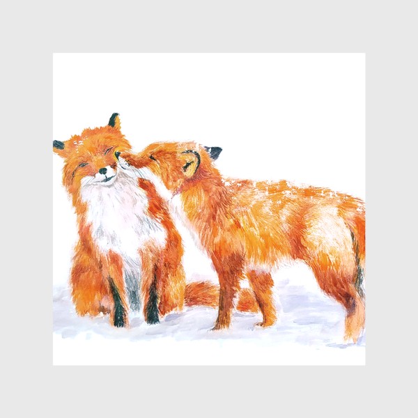 Скатерть «Пара лисичек целуются зимой  14 февраля»