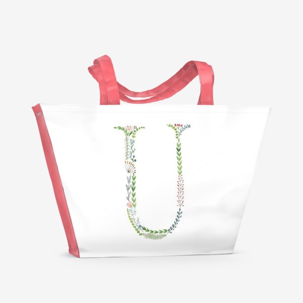 Пляжная сумка &laquo;Буква U из веточек, цветов, листиков и ягод.&raquo;