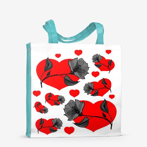 Сумка-шоппер «Цветы и сердца»