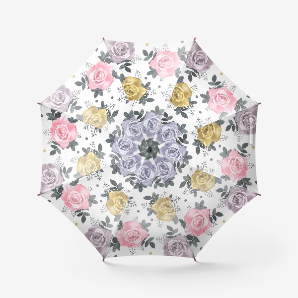 Зонт «Нежные розы с серыми листьями»