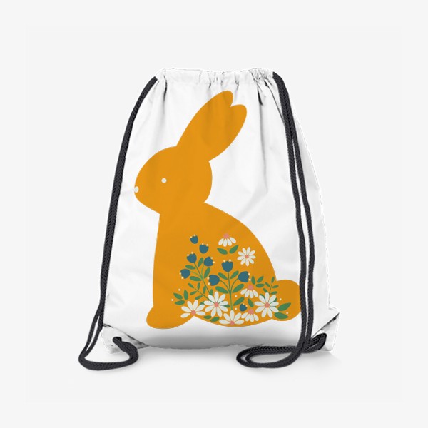 Рюкзак «Желтый заяц с цветочным узором, колокольчики и ромашки»