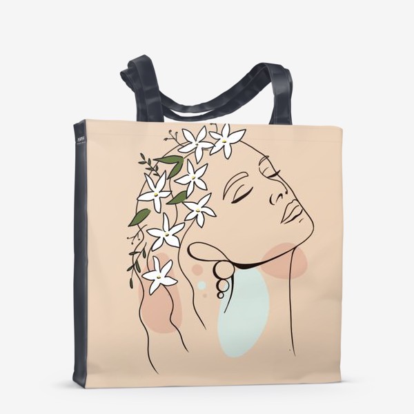 Сумка-шоппер «Минимализм девушка с цветами»
