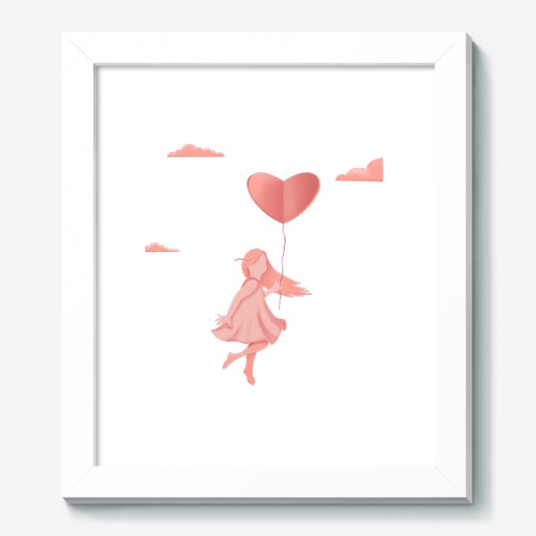Картина «Девочка с воздушным шаром в форме сердца, флэт»