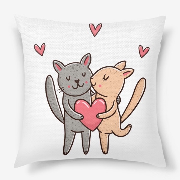 Подушка «Влюбленные коты. Любовь, Обнимашки»