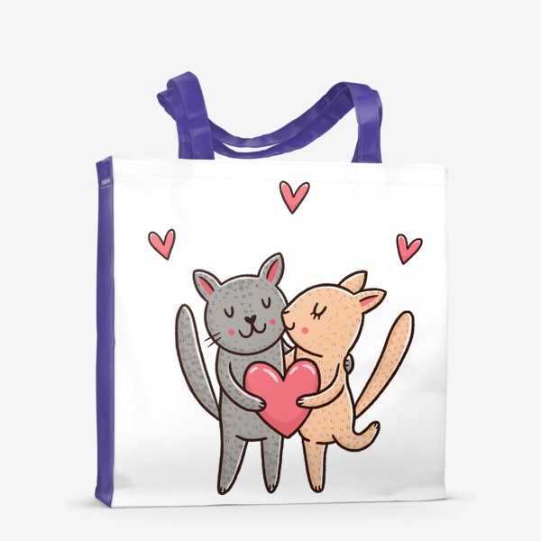 Сумка-шоппер &laquo;Влюбленные коты. Любовь, Обнимашки&raquo;