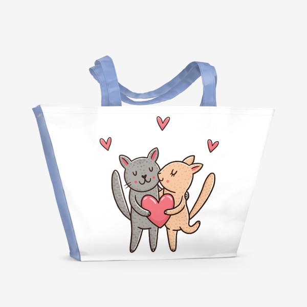 Пляжная сумка «Влюбленные коты. Любовь, Обнимашки»