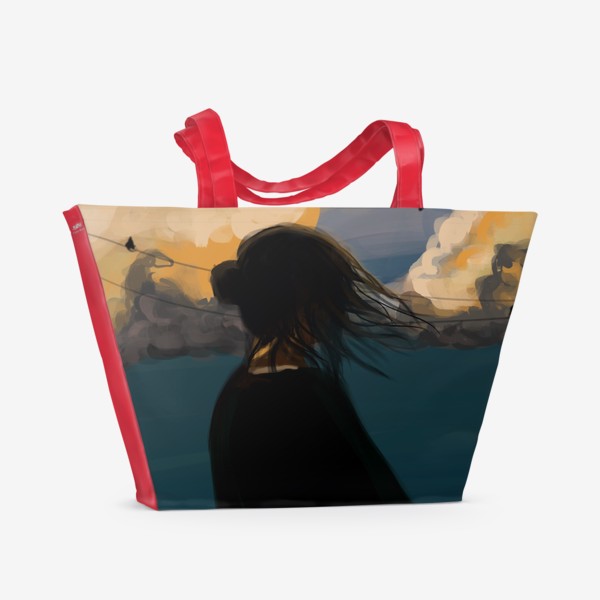 Пляжная сумка «Девушка. Закат.»