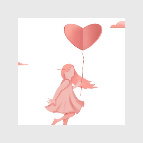 Шторы &laquo;Девочка с воздушным шаром в форме сердца, флэт&raquo;