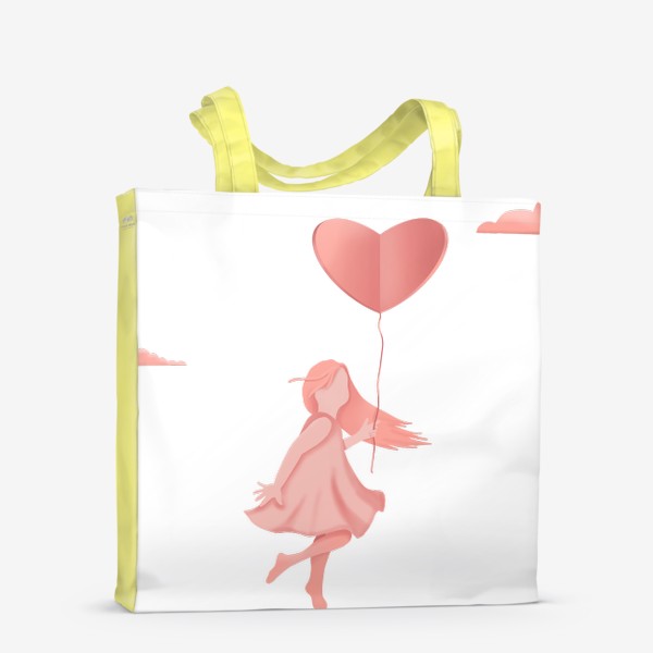 Сумка-шоппер &laquo;Девочка с воздушным шаром в форме сердца, флэт&raquo;