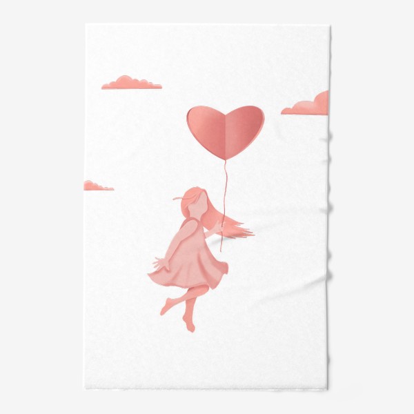 Полотенце &laquo;Девочка с воздушным шаром в форме сердца, флэт&raquo;