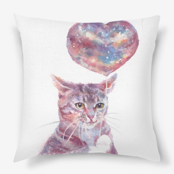 Подушка «Котик, любовь, сердце, космос»