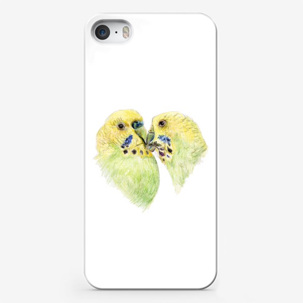 Чехол iPhone «Пара волнистых попугаев 14 февраля сердце»