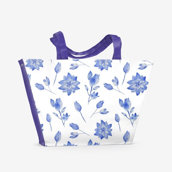 Пляжная сумка «голубые цветочки»