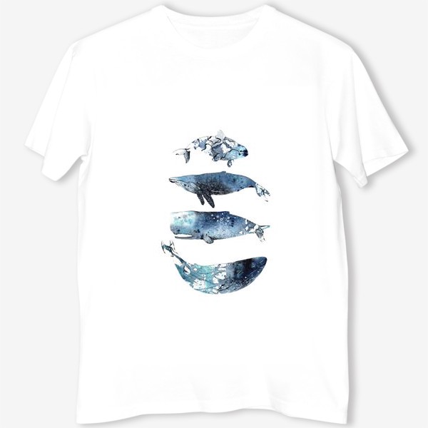 Футболка «Киты. Синие киты. Акварельные киты.»