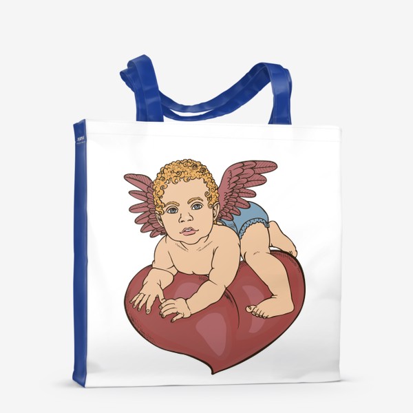Сумка-шоппер «ангел Купидон на красном сердце»