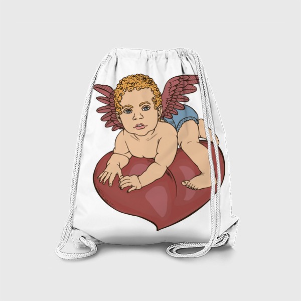 Рюкзак «ангел Купидон на красном сердце»