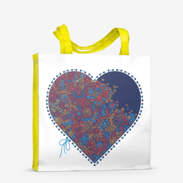 Сумка-шоппер «красивое сердце из цветочного орнамента кружевное»
