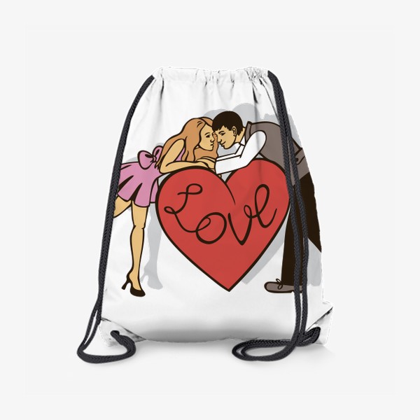 Рюкзак «девушка и мужчина целуются сердце с надписью любовь»