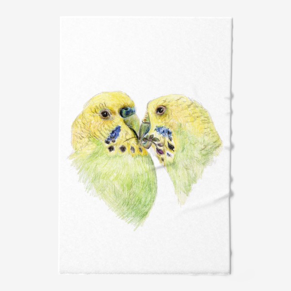 Полотенце «Пара волнистых попугаев 14 февраля сердце»