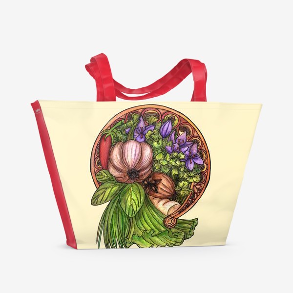 Пляжная сумка «Специи и овощи Модерн Ар нуво»