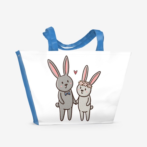Пляжная сумка «Влюблённые зайчики. Любовь»