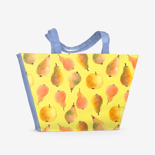 Пляжная сумка &laquo;Сочные спелые груши на желтом фоне&raquo;