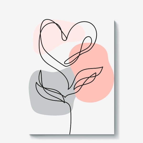 Холст «Линейный арт - Сердце - цветок»