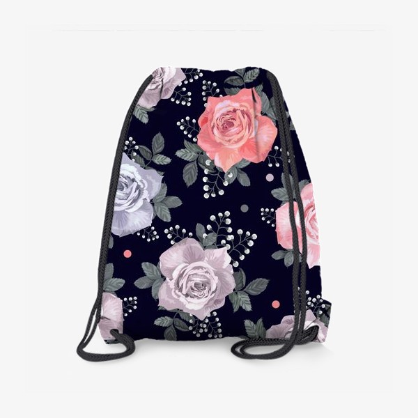 Рюкзак «Розовые и серые розы на темном»