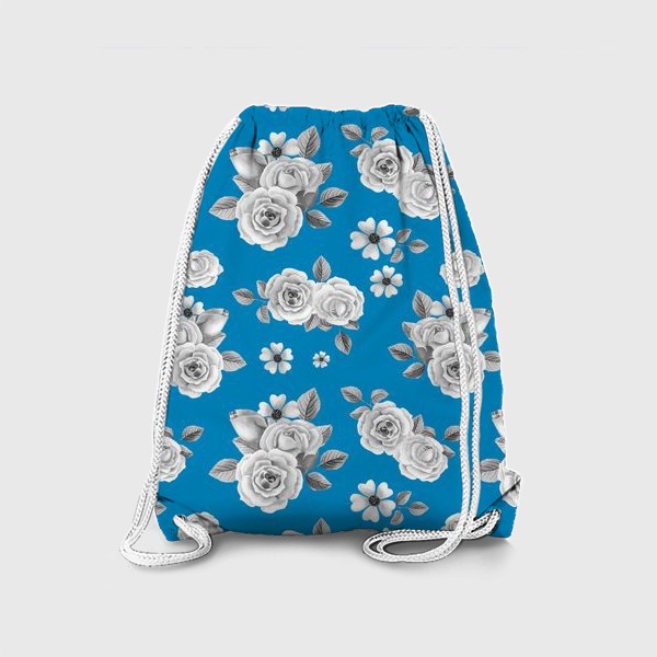 Рюкзак «Серые розы на голубом»