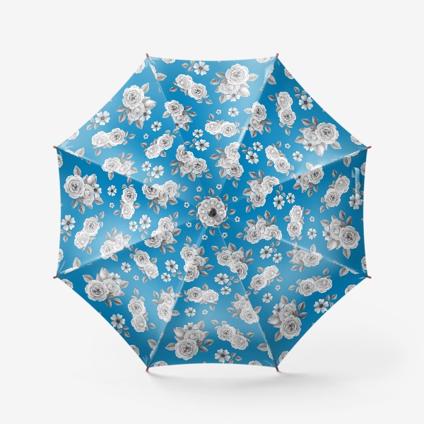 Зонт «Серые розы на голубом»