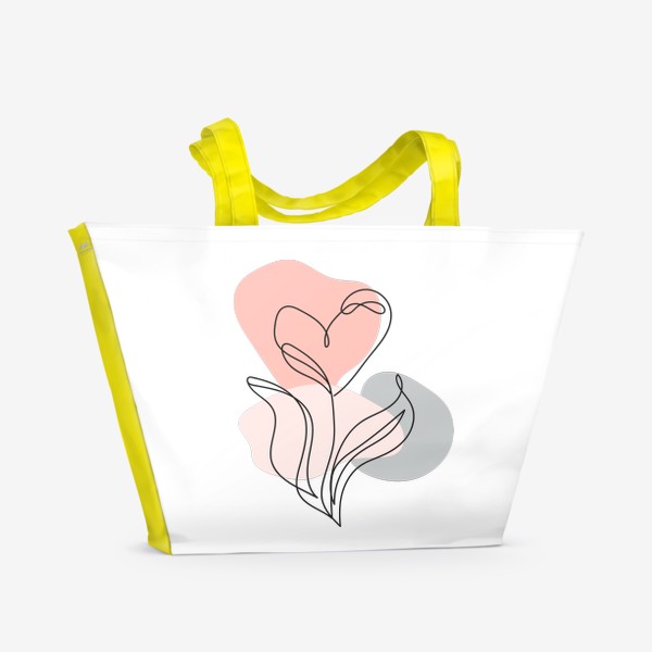 Пляжная сумка «Линейный арт - Сердце на День святого Валентина»