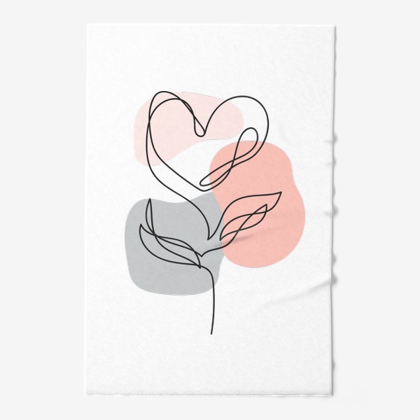Полотенце «Линейный арт - Сердце - цветок»
