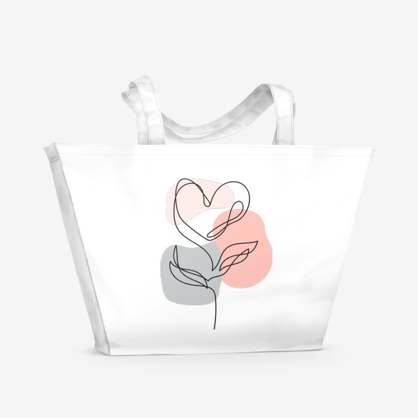 Пляжная сумка «Линейный арт - Сердце - цветок»