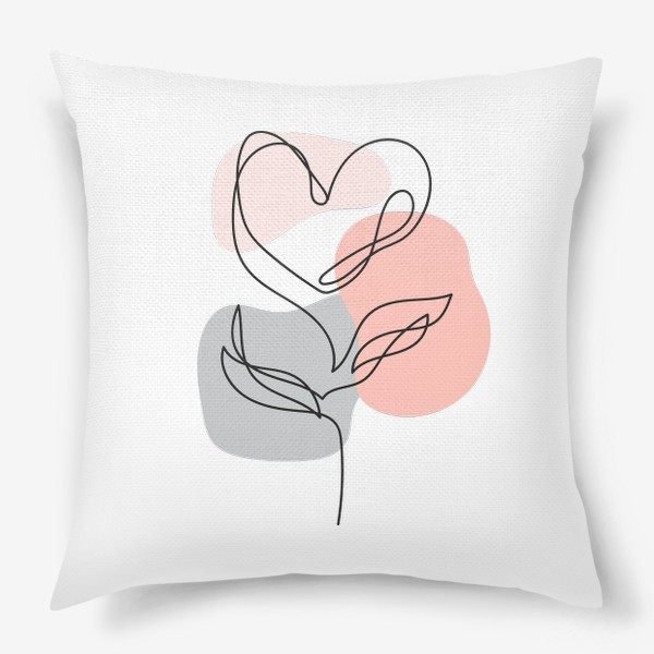 Подушка «Линейный арт - Сердце - цветок»