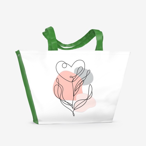 Пляжная сумка «Линейный арт - Сердечко на 14 февраля»