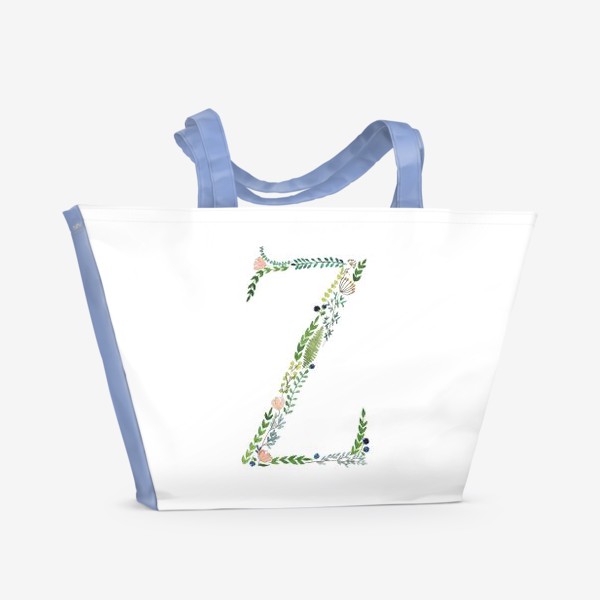 Пляжная сумка &laquo;Буква Z из веточек, листиков, ягод и цветов.&raquo;
