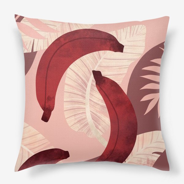 Подушка «красные бананы на листьях»