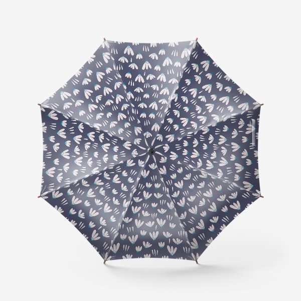 Зонт «белые цветы на сером»
