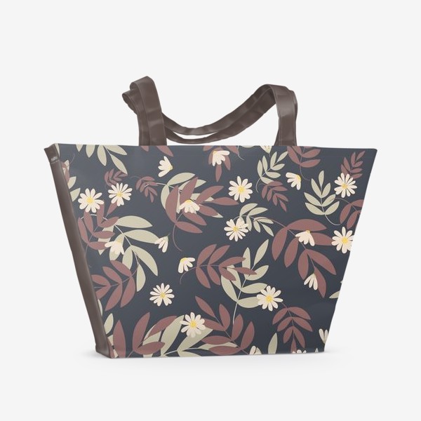 Пляжная сумка &laquo;цветы и веточки земляные цвета&raquo;