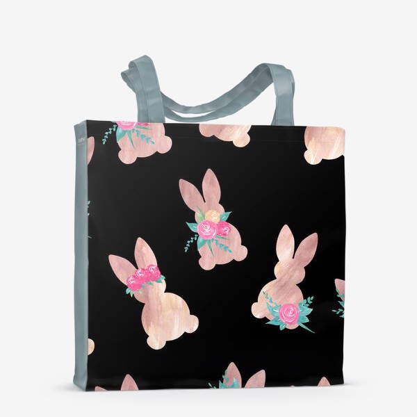 Сумка-шоппер «Паттерн кролик с цветами. Пасхальный кролик»