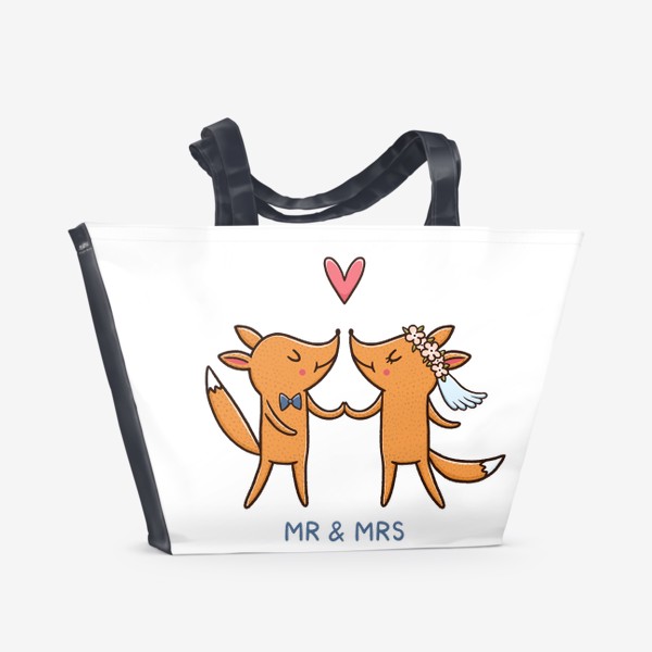 Пляжная сумка «Влюбленные лисы. Свадьба»